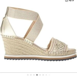 Tommy Hilfiger Stay Golden Yemina Espadrille Wedge Crossover Ankle Strap Sandals